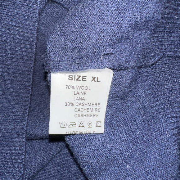 Hammer made blue wool cashmere quarter zip pullover sweater - Picture 4 of 5